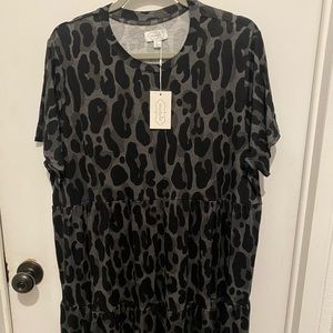 Mud pie black and grey leopard dress size Large
